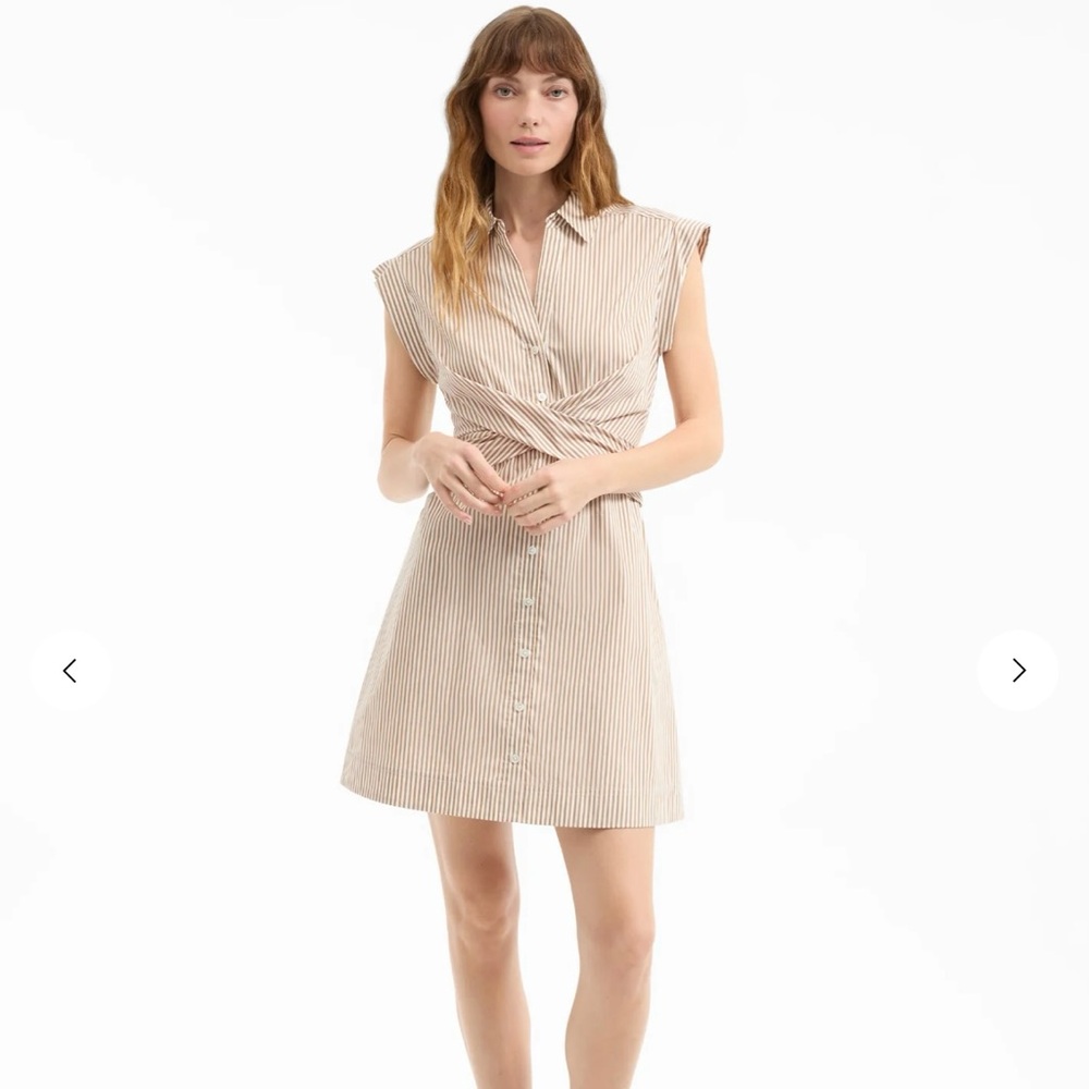 Veronica Beard Beige Striped Mini Dress